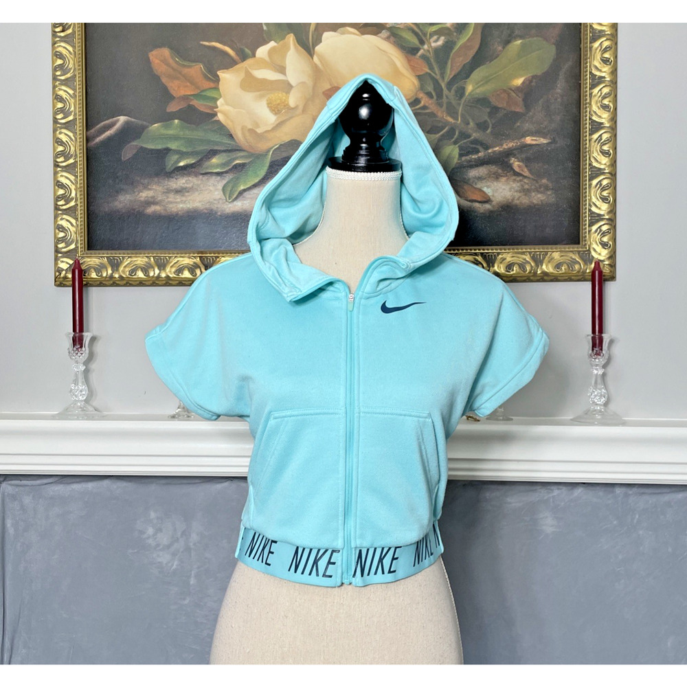 Nike Dri Fit Cropped Full Zip Hoodie Top Small